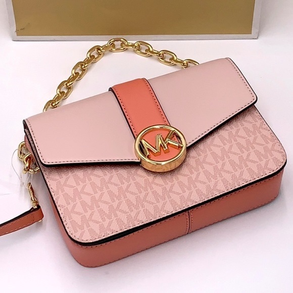 Michael Kors Carmen Small Monogram Flap Crossbody - Sherbert color - Picture 3 of 16